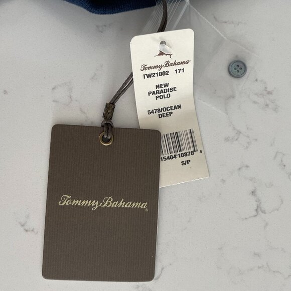 Tommy Bahama New Paradise SS 5 Button Cotton Polo Shirt Ocean Deep Blue S NWT - Picture 6 of 12